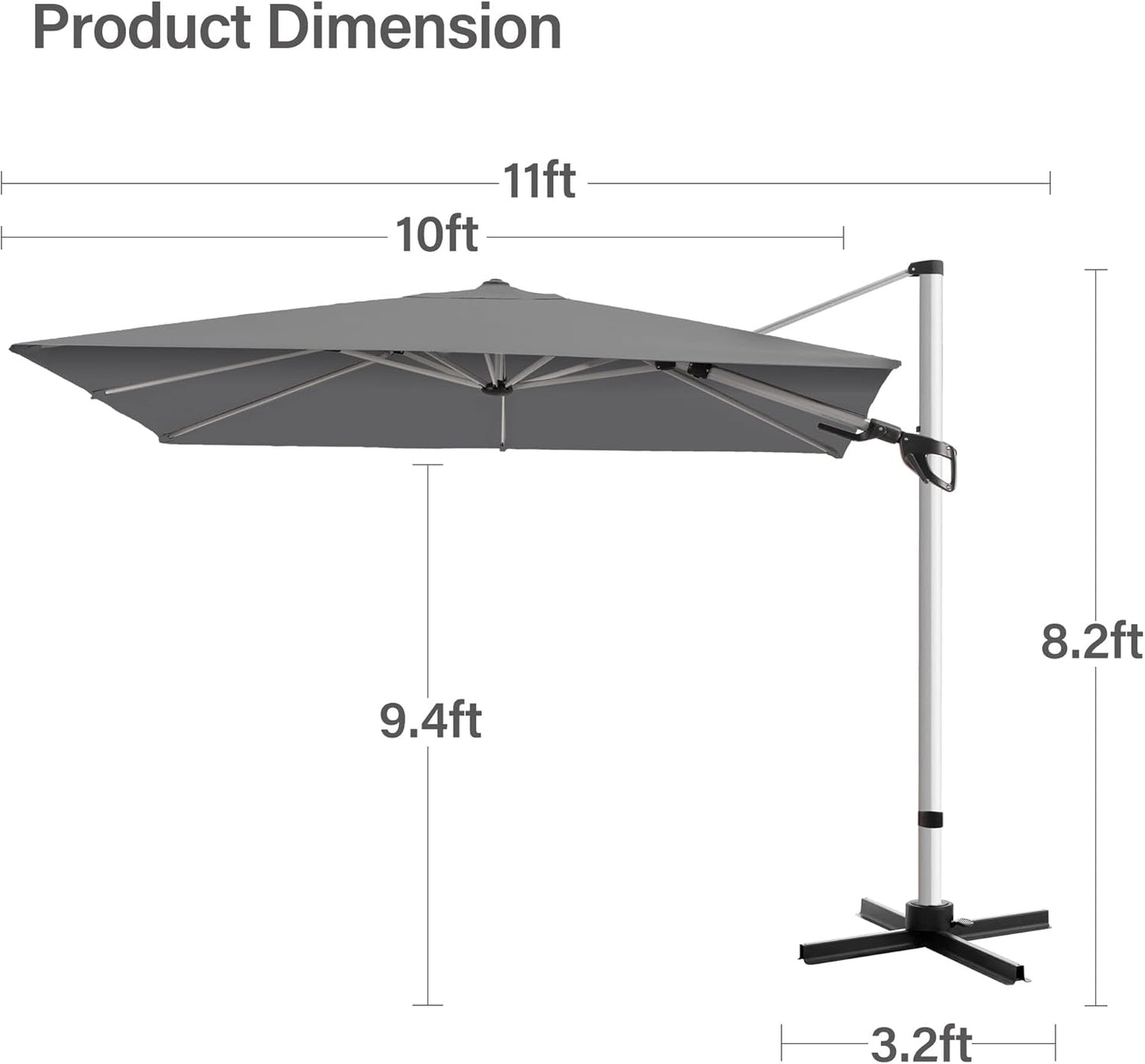 LAUSAINT HOME 10' Square Cantilever Umbrella with Olefin Fabric