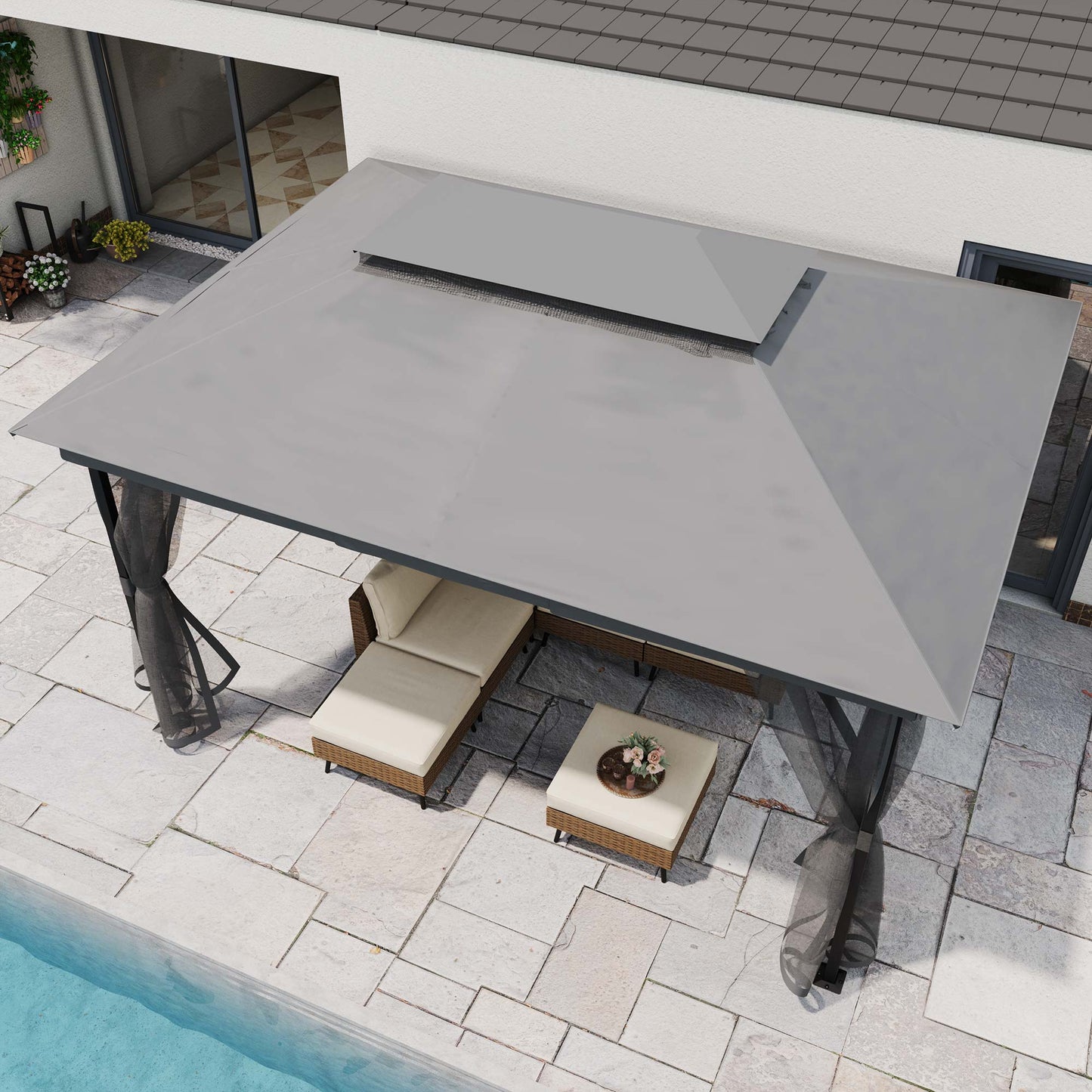 LAUSAINT HOME Patio Gazebo with mosquito mesh