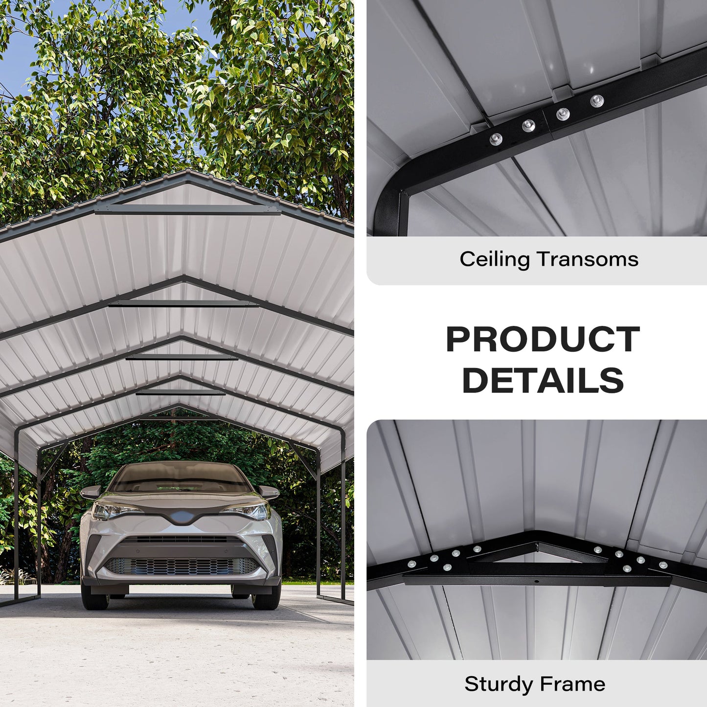 LAUSAINT HOME 12 X 20 FT Galvanized Steel Carport