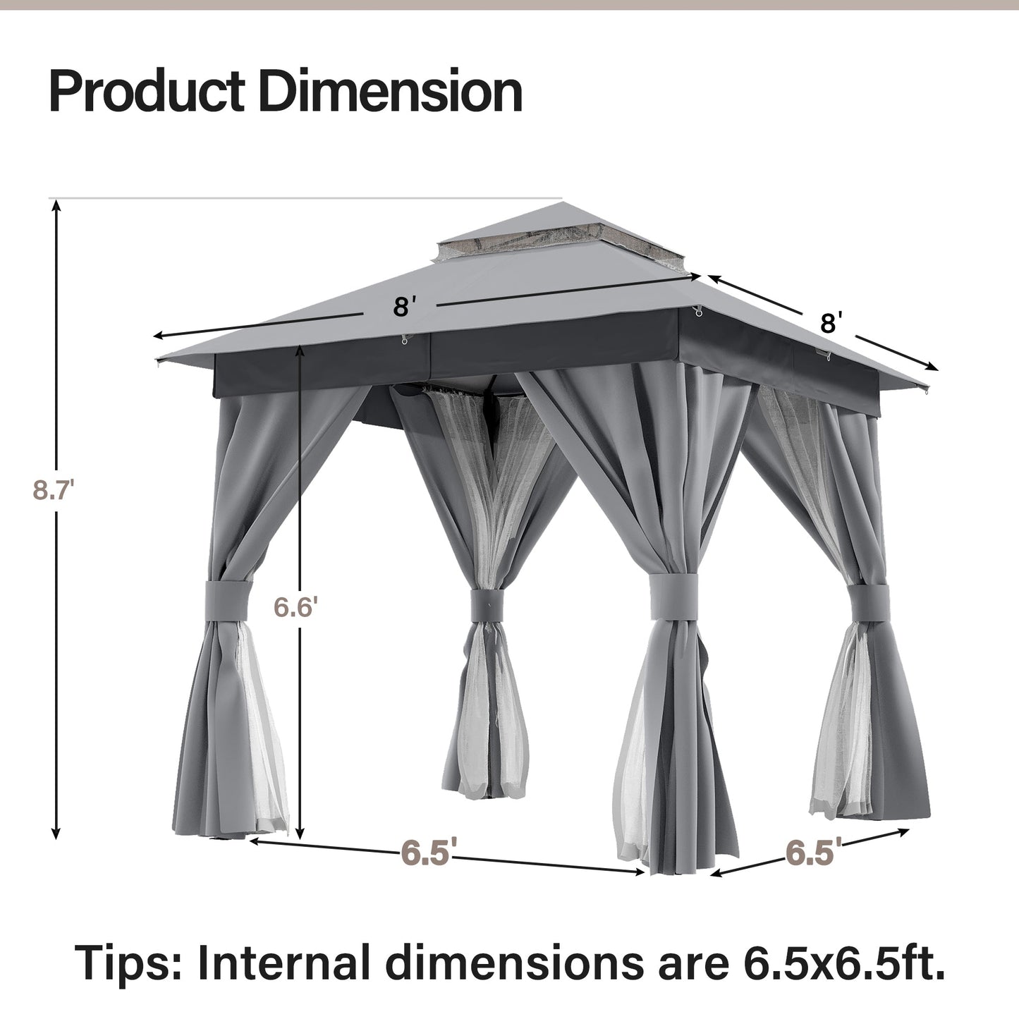 LAUSAINT HOME 8'X 8'  Patio Steel Gazebo