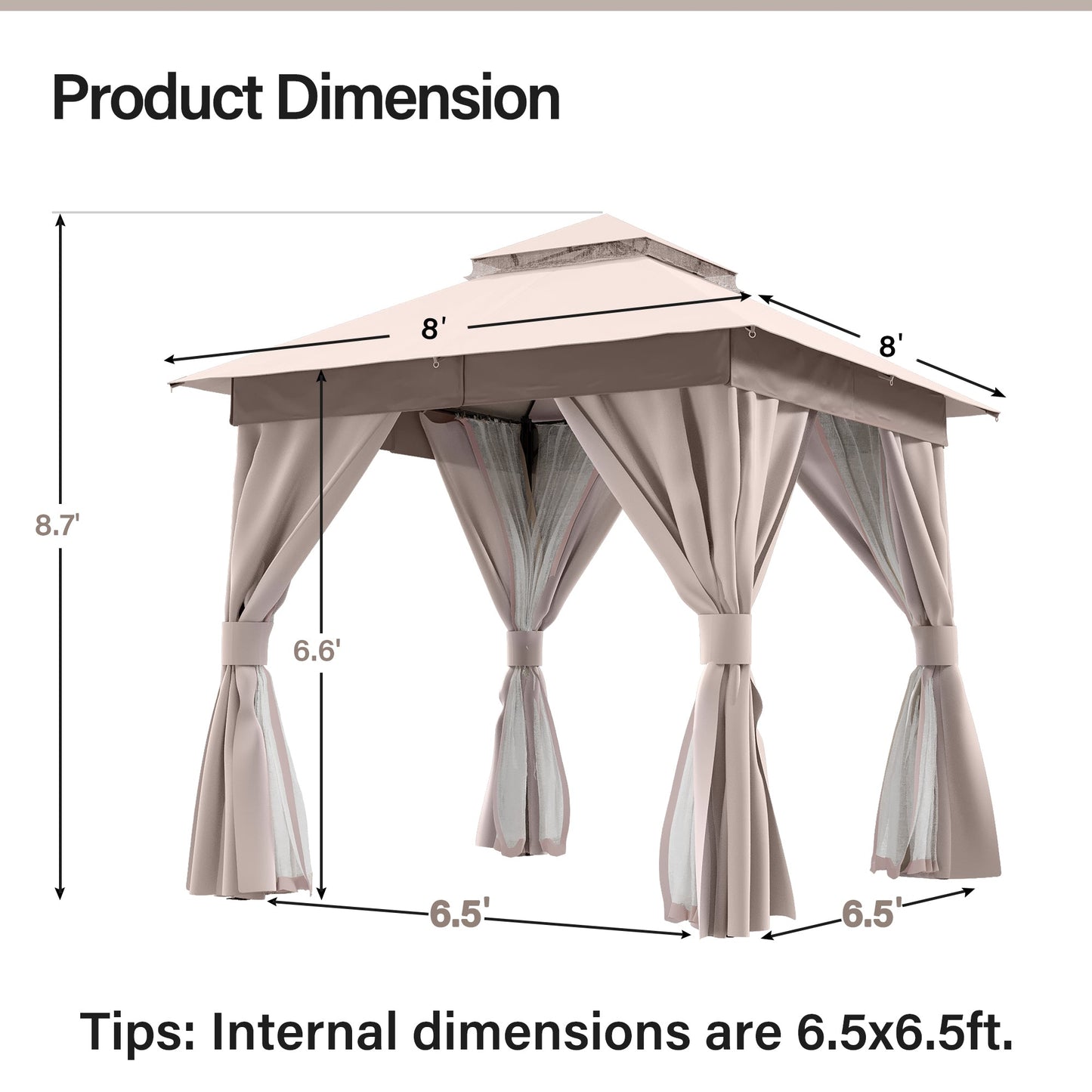LAUSAINT HOME 8'X 8'  Patio Steel Gazebo