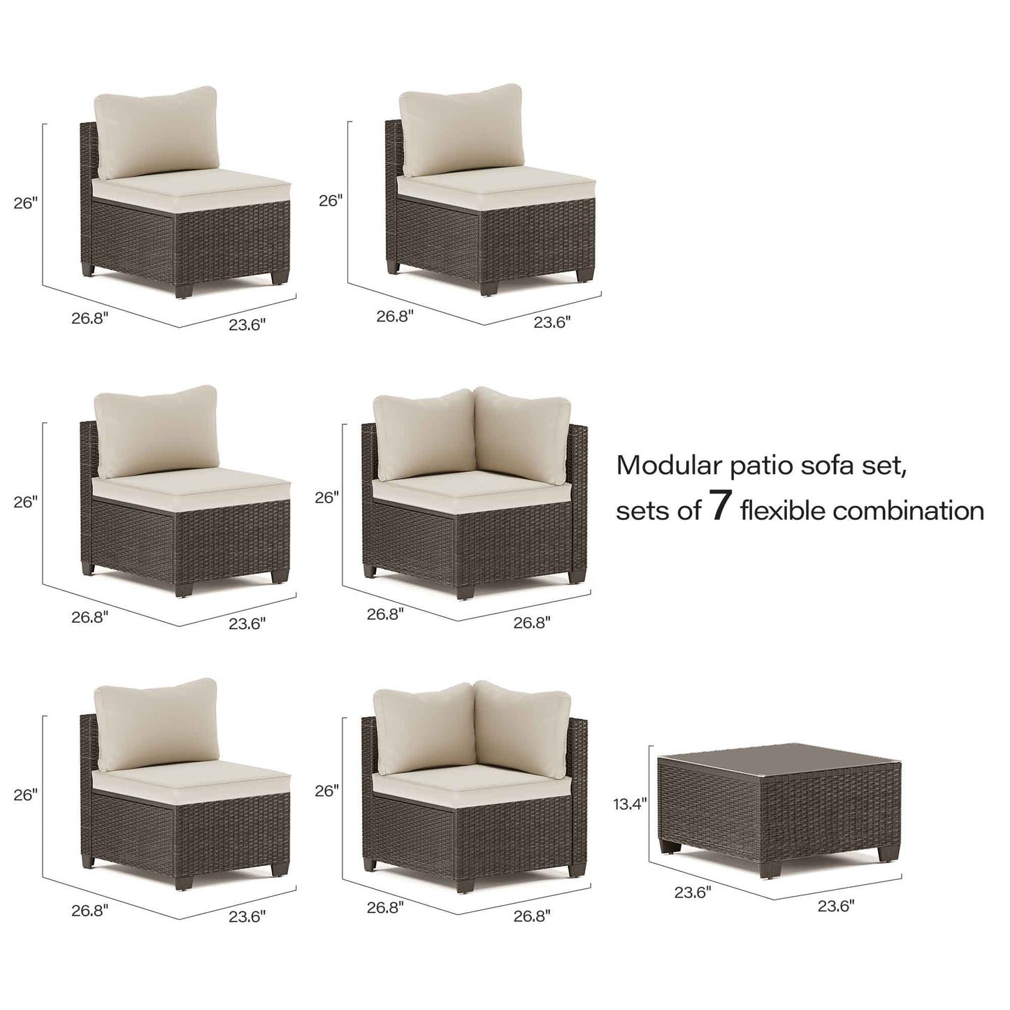 LAUSAINT HOME 7-Piece Wicker Outdoor Conversation Sets