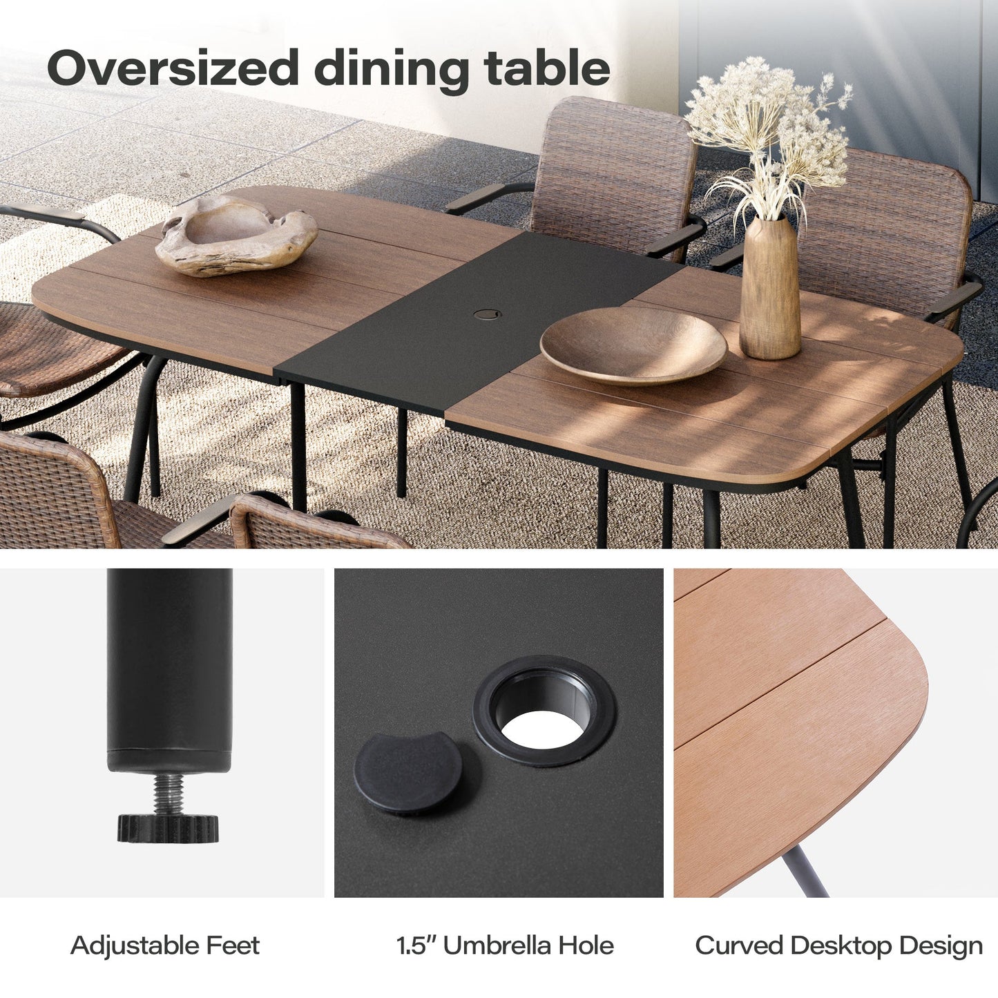 LAUSAINT HOME 7 Pieces Outdoor Patio Dining Set