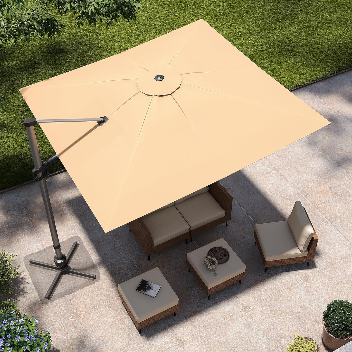 LAUSAINT HOME 10' Square Cantilever Umbrella with Olefin Fabric