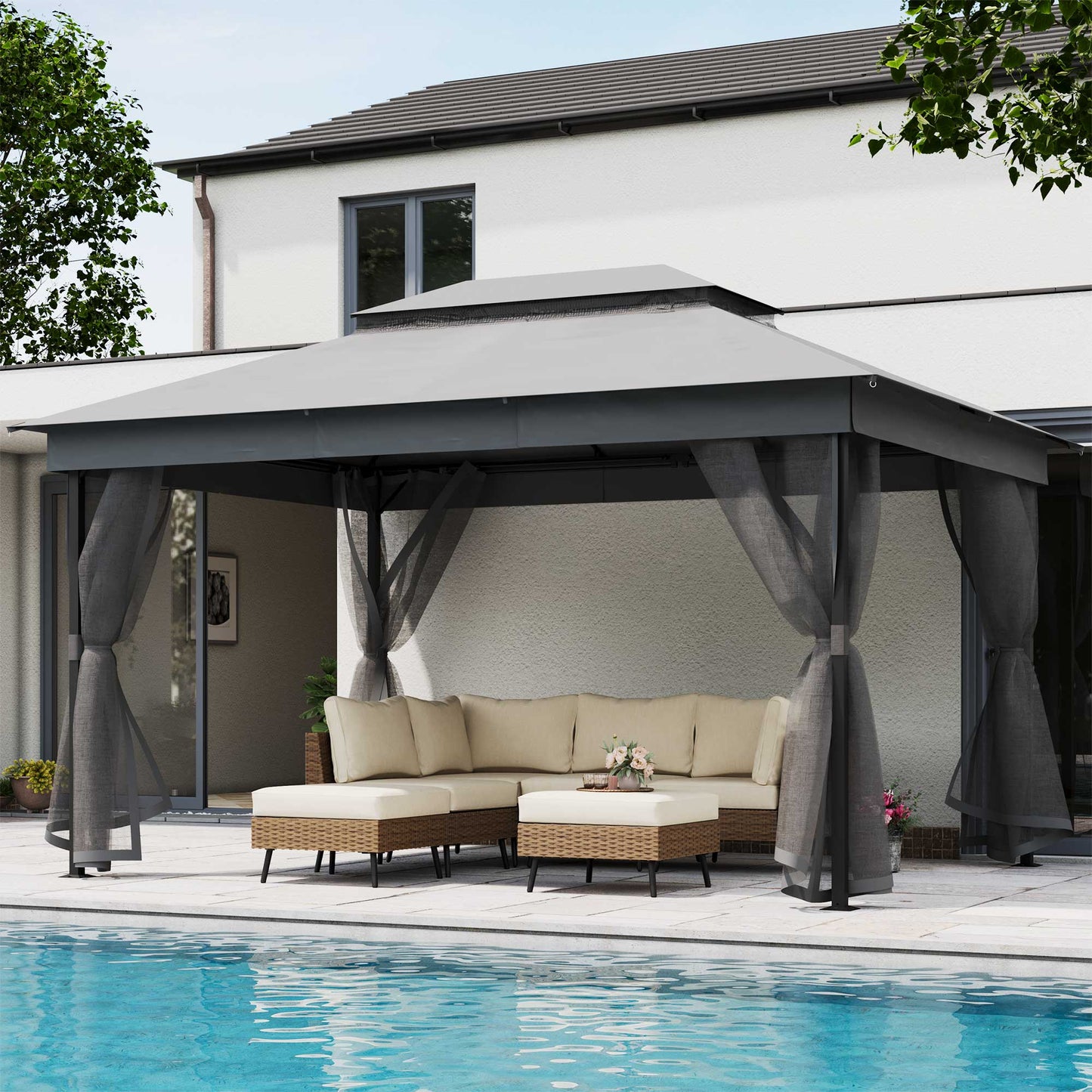 LAUSAINT HOME Patio Gazebo with mosquito mesh