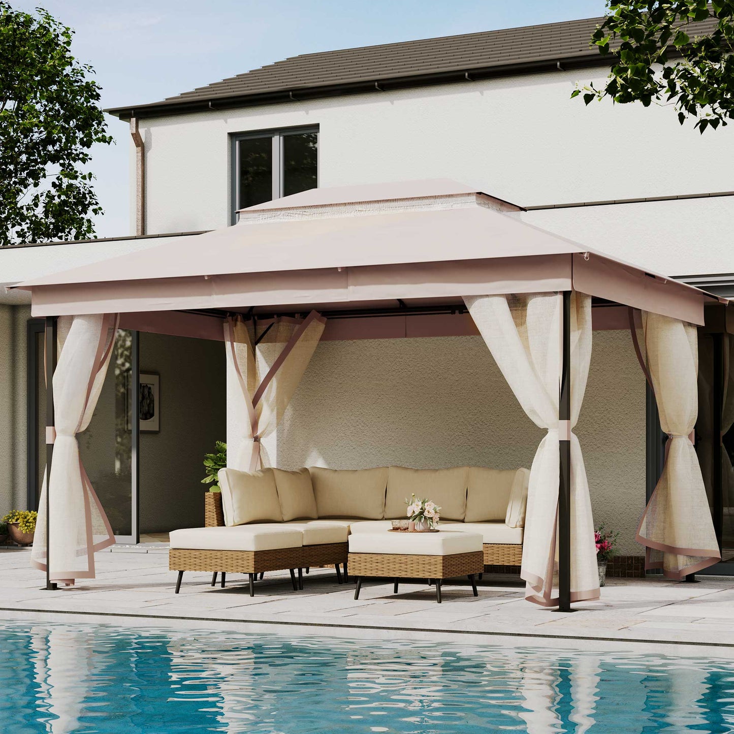 LAUSAINT HOME Patio Gazebo with mosquito mesh