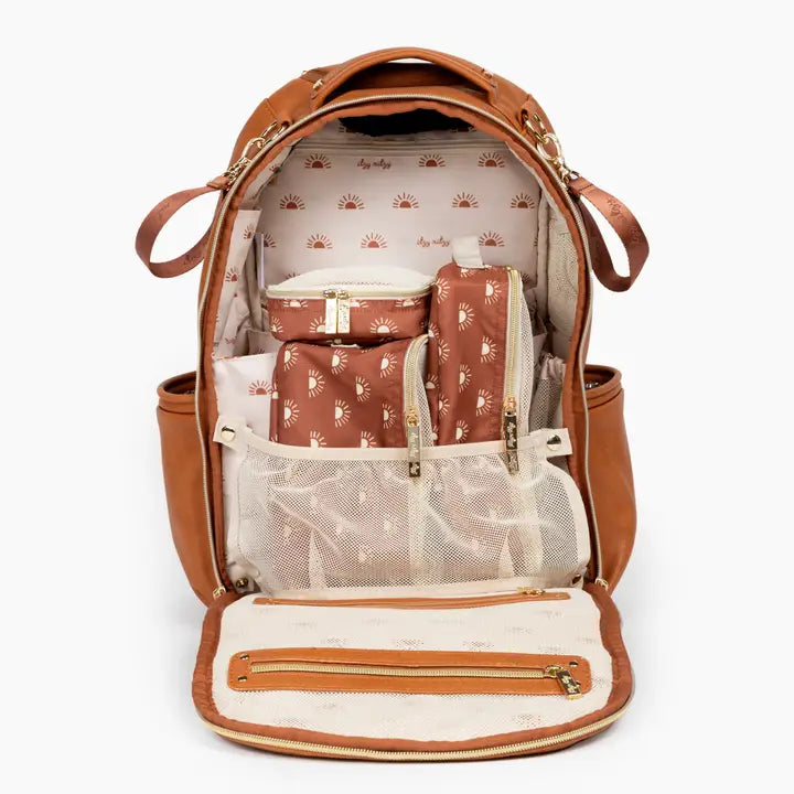 Cognac Boss Plus™ Backpack Diaper Bag - Itzy Ritzy