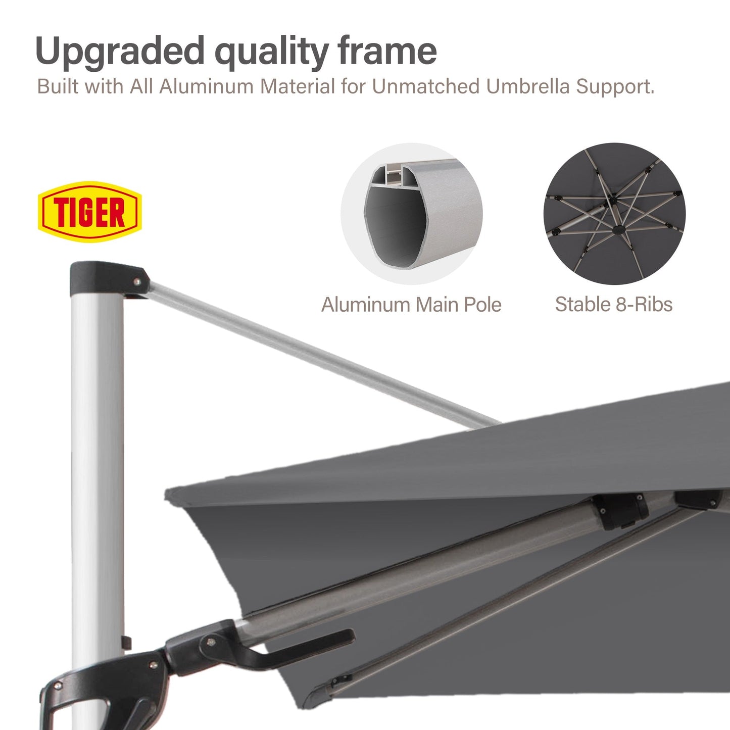 LAUSAINT HOME 10' Square LED Cantilever Umbrella