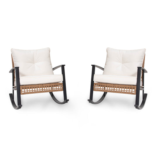 LAUSAINT HOME Wicker Outdoor Rocking Chair（2-piece/ 1-piece）