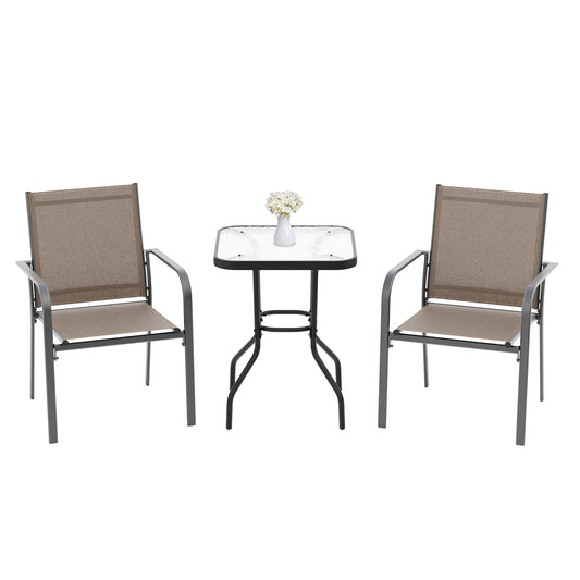 LAUSAINT HOME 3-Piece Outdoor Textilene Fabric Bar Set with Patio Table and Chairs