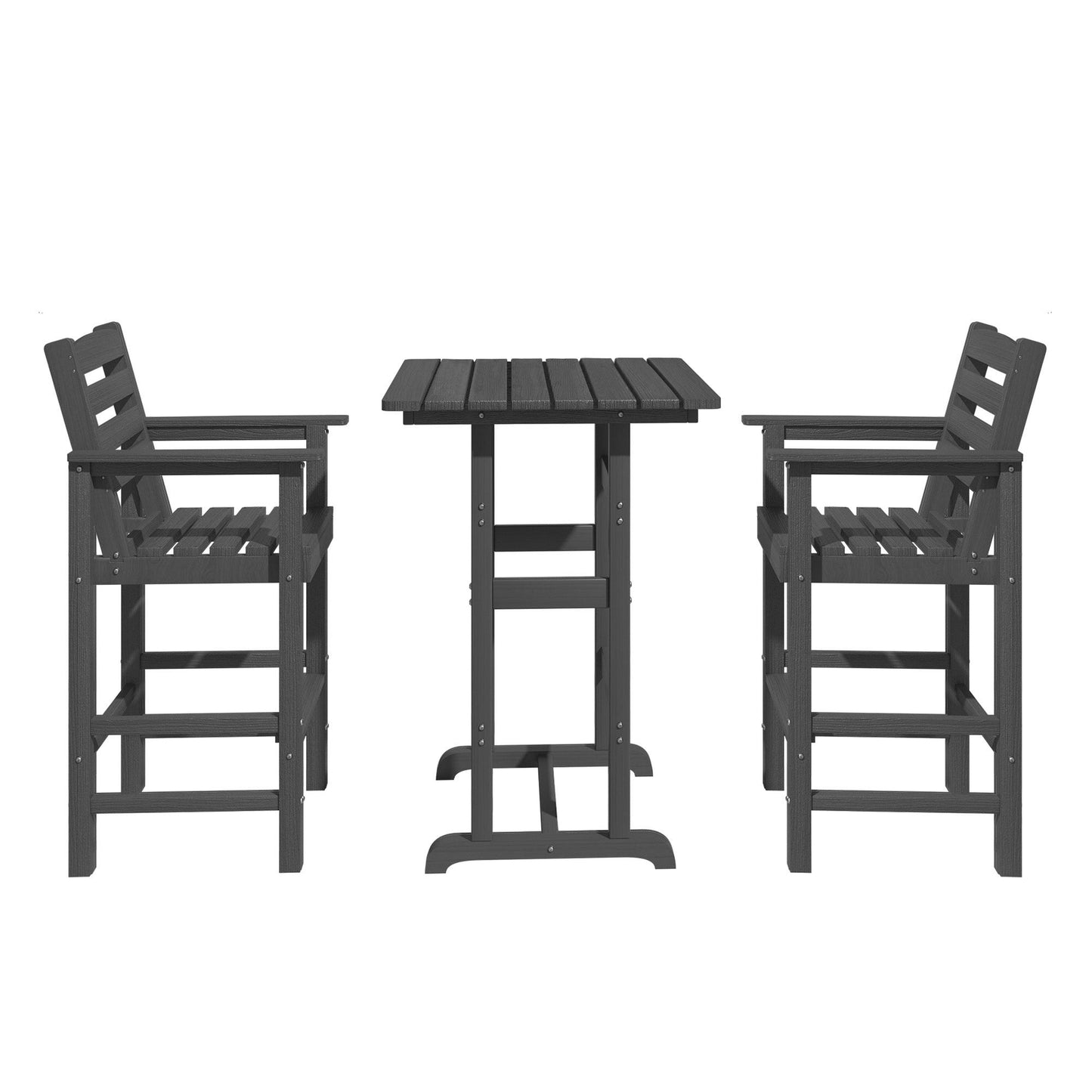 LAUSAINT HOME 3 Pieces Outdoor Balcony Oversize  Adirondack  HDPE Bar Set