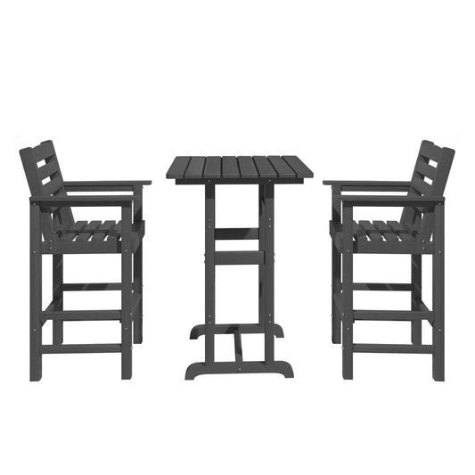 LAUSAINT HOME 3 Pieces Outdoor Balcony Oversize  Adirondack  HDPE Bar Set