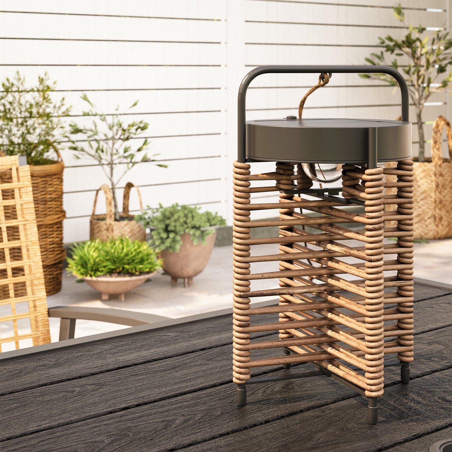 LAUSAINT HOME 3 Pieces Rocking Bistro Set with Outdoor Solar Table Lamp