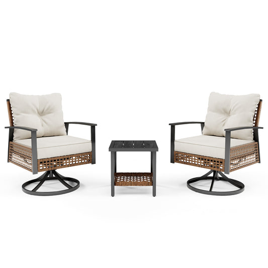 LAUSAINT HOME 3 Pieces Outdoor Swivel Chair