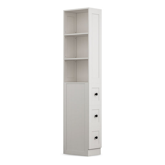 LAUSAINT HOME Bathroom Storage Cabinet Tall Thin White Cabinet with 3 Adjustable Shelves