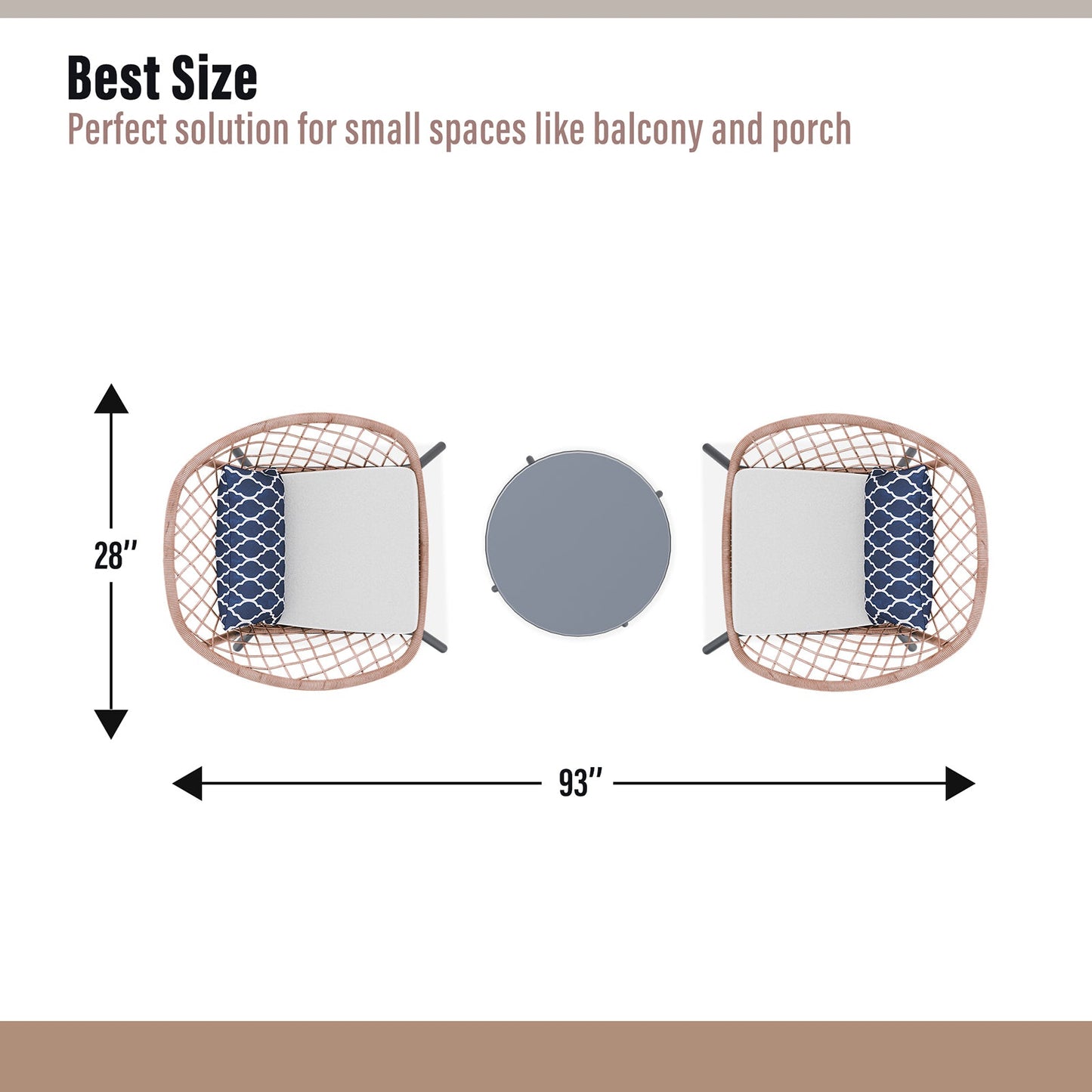 LAUSAINT HOME 3-piece Wicker Bistro Set with Outdoor Solar Table Lamp