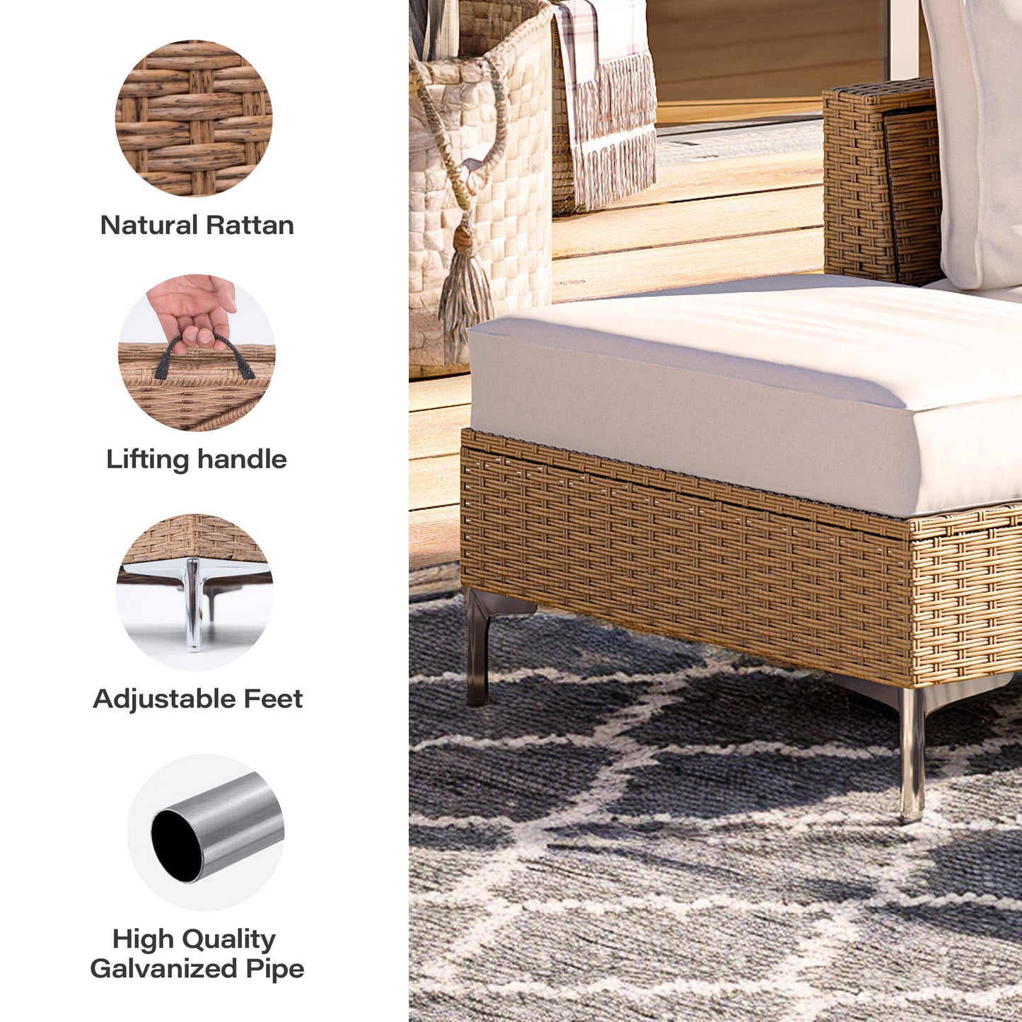 LAUSAINT HOME 2 Pieces Patio Storage Furniture Set with Hidden Storage Compartment