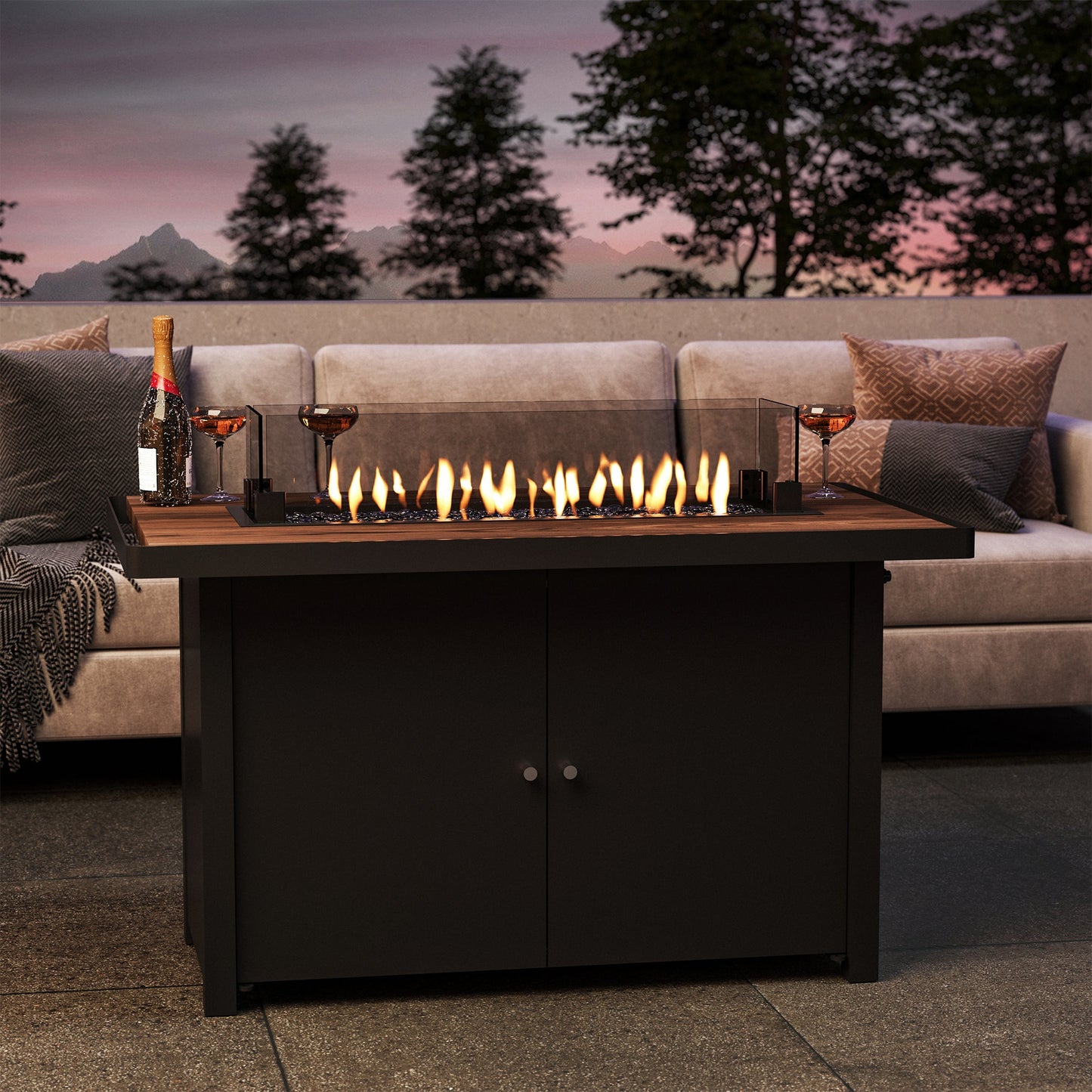 LAUSAINT HOME 8 Pieces Outdoor Patio Furniture Set with 43" Propane Gas Fire Pit Table