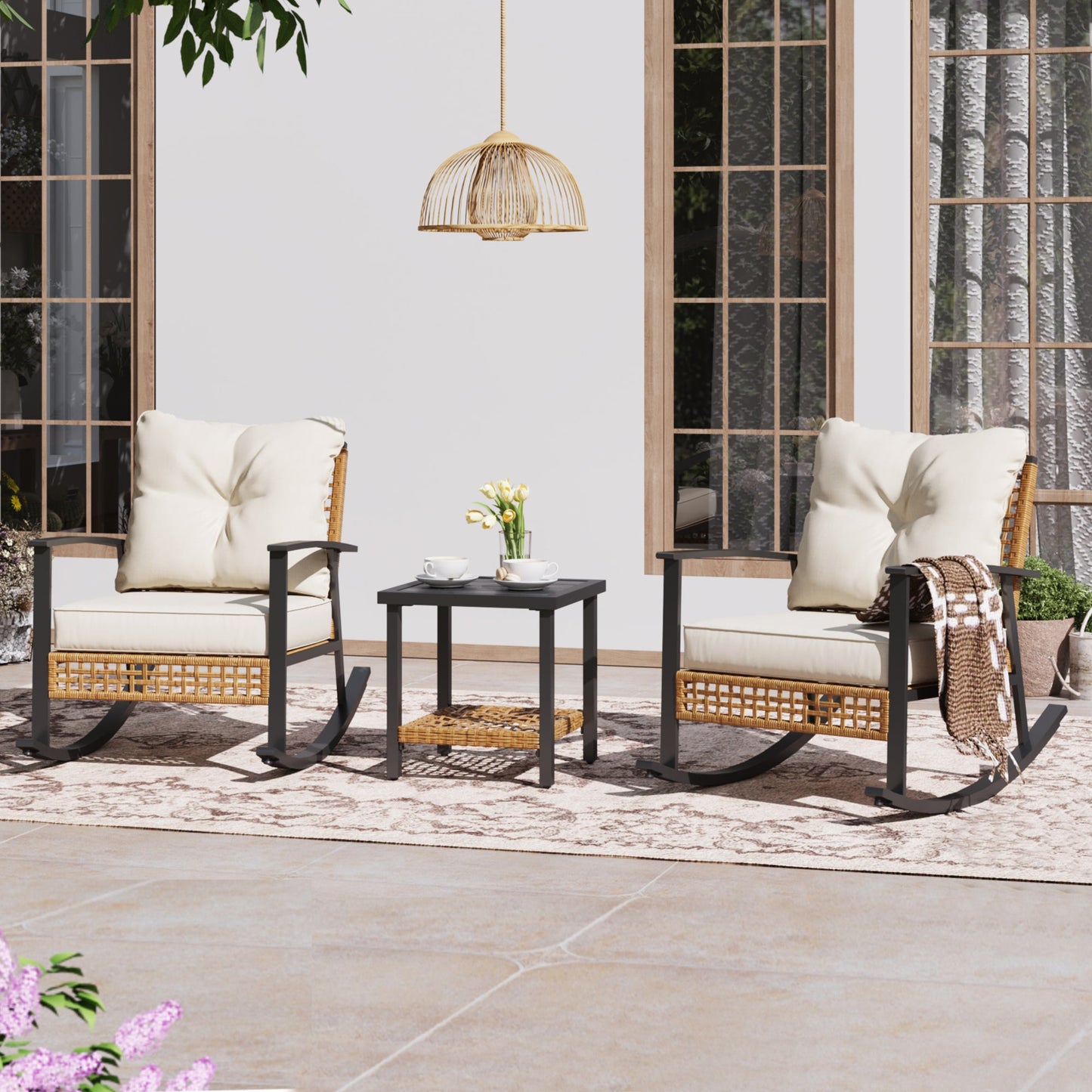 LAUSAINT HOME 3 Pieces Rocking Bistro Set