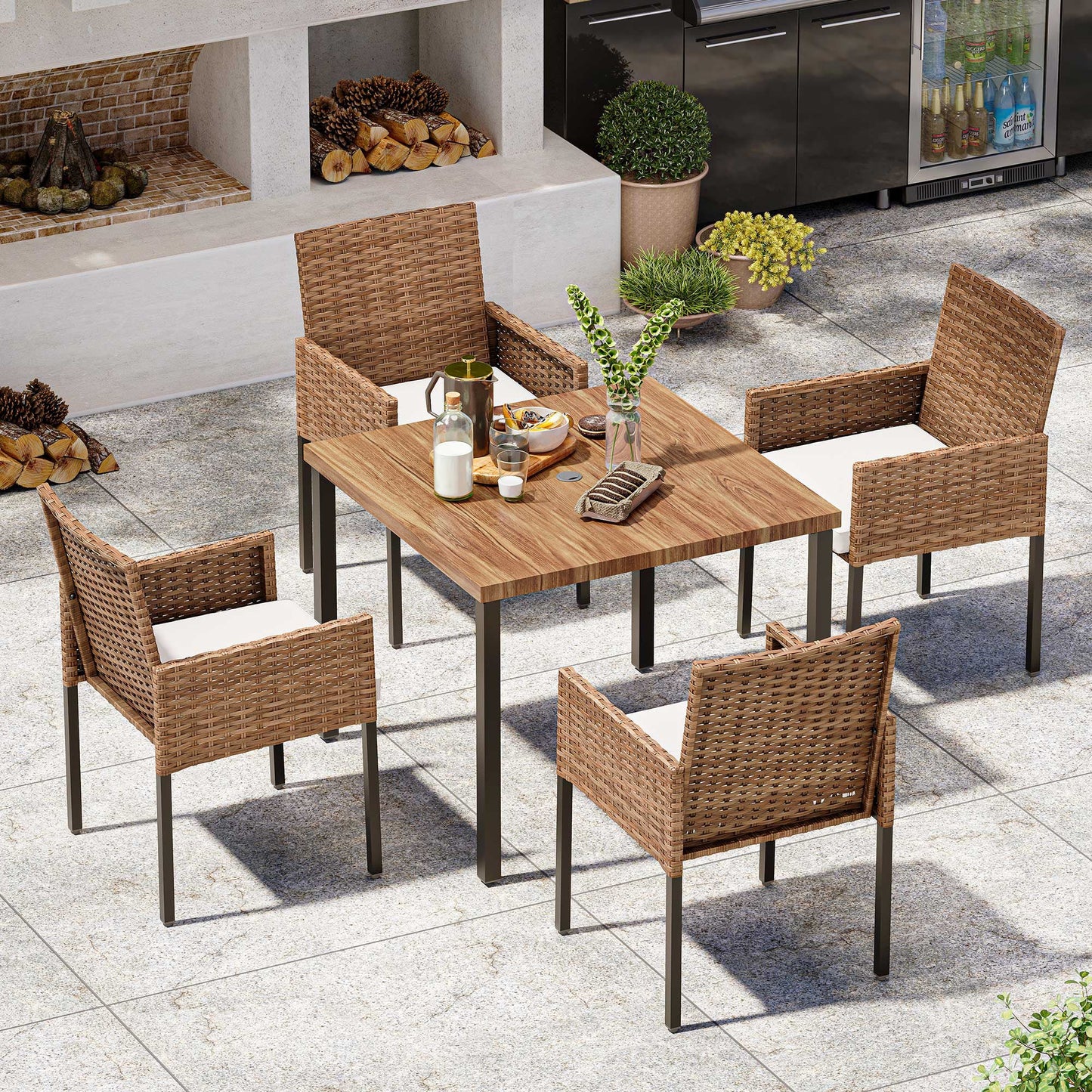 LAUSAINT HOME 5 Pieces Wicker Dining Set