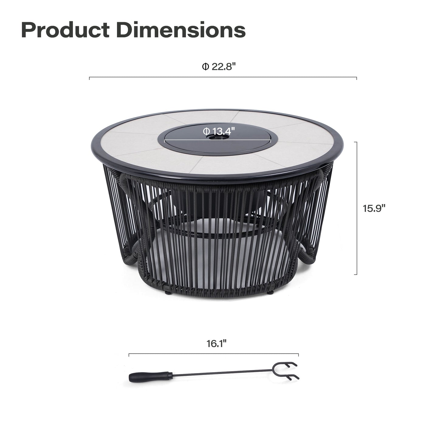 LAUSAINT HOME 3 in 1 Fire Pit  for Backyard Bonfire Patio Outside