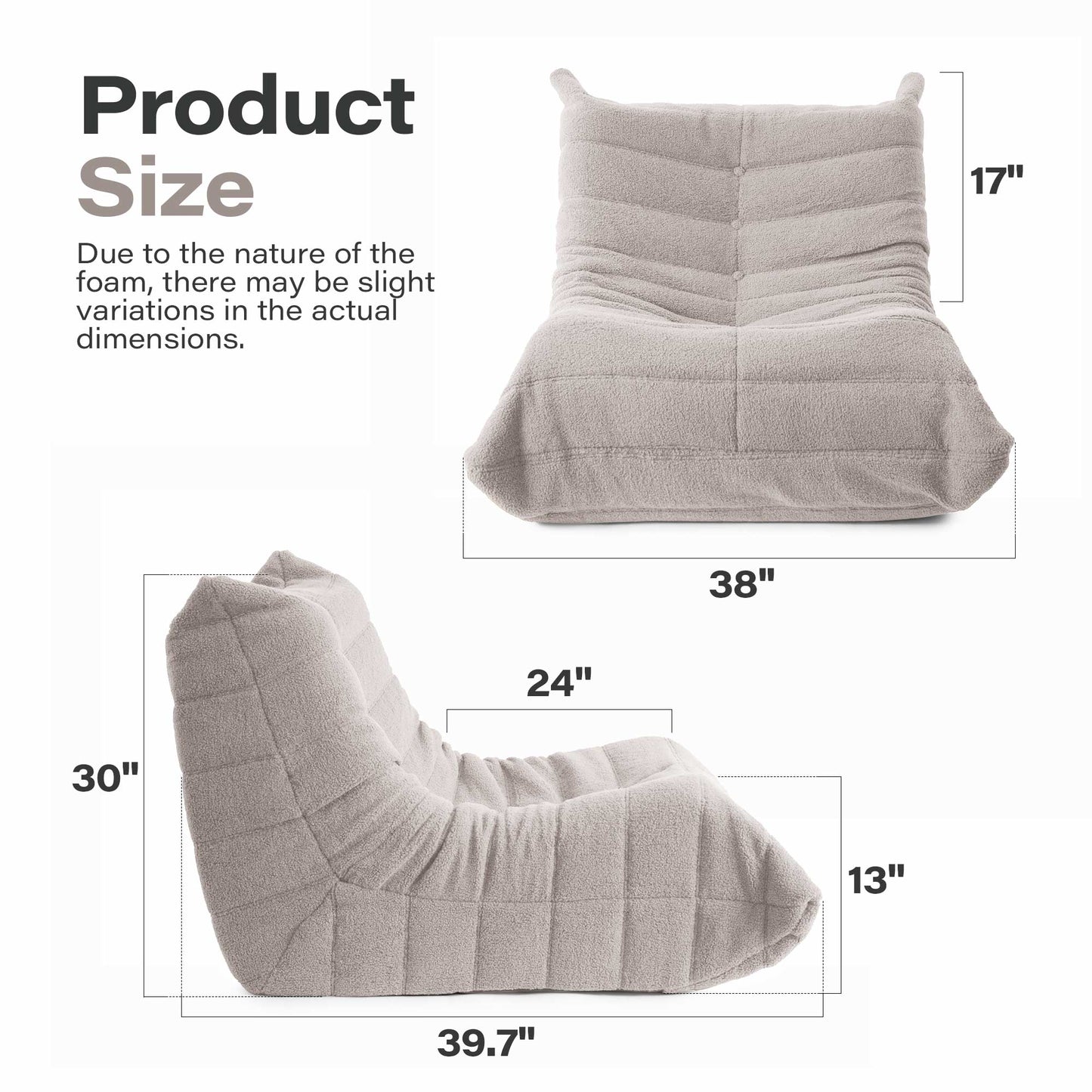 LAUSAINT HOME Memory Foam Giant Bean Bag Chair