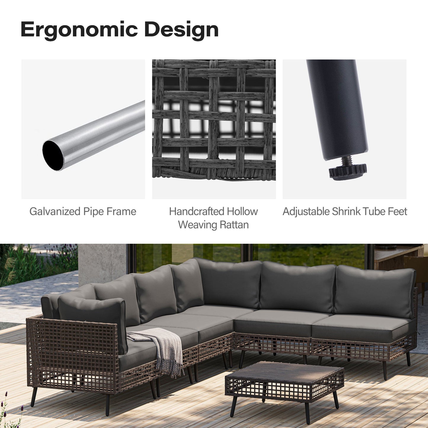 LAUSAINT HOME 7-Piece Wicker Patio Furniture Set