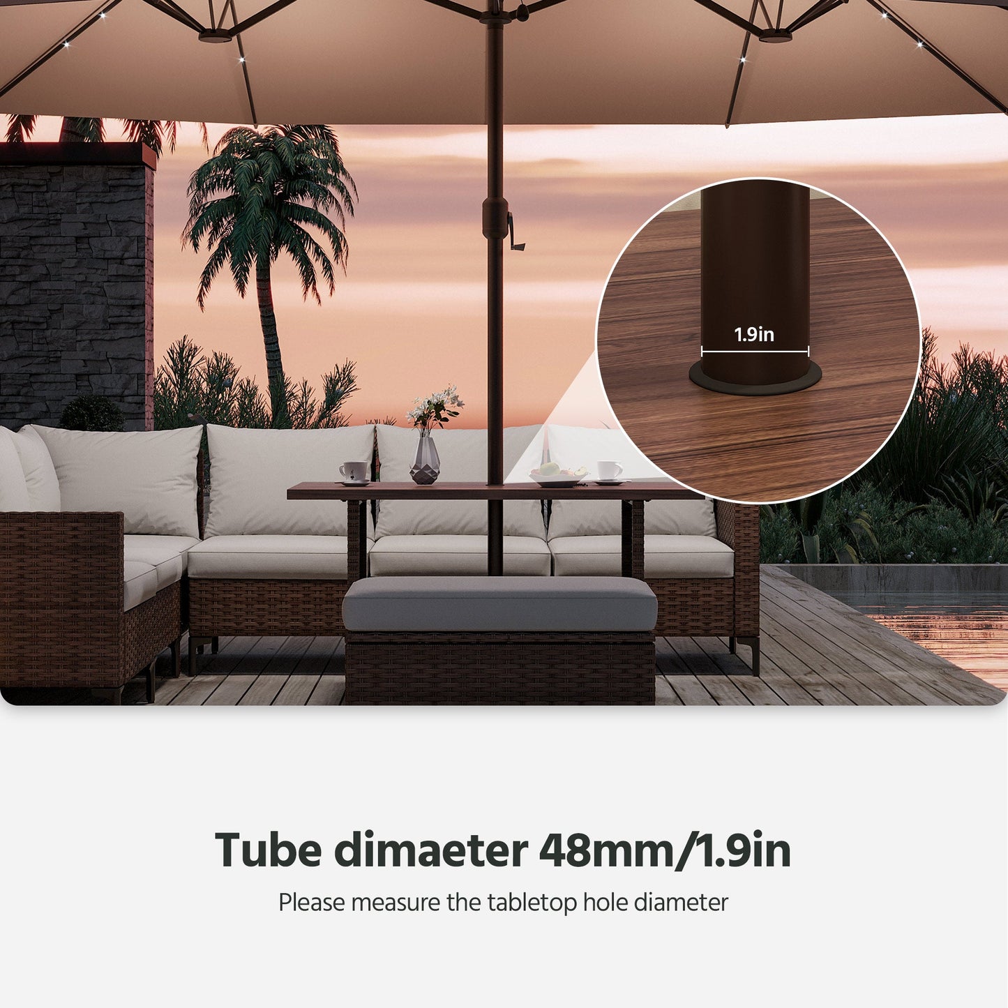 LAUSAINT HOME 15ft Large Double-Sided Rectangle Outdoor Umbrella with Base