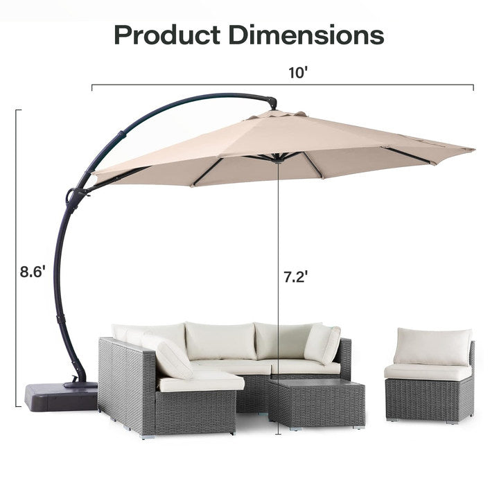 LAUSAINT HOME 10' Deluxe Cantilever Umbrella
