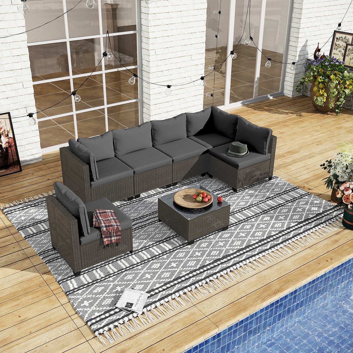 LAUSAINT HOME 7-Piece Wicker Outdoor Conversation Sets
