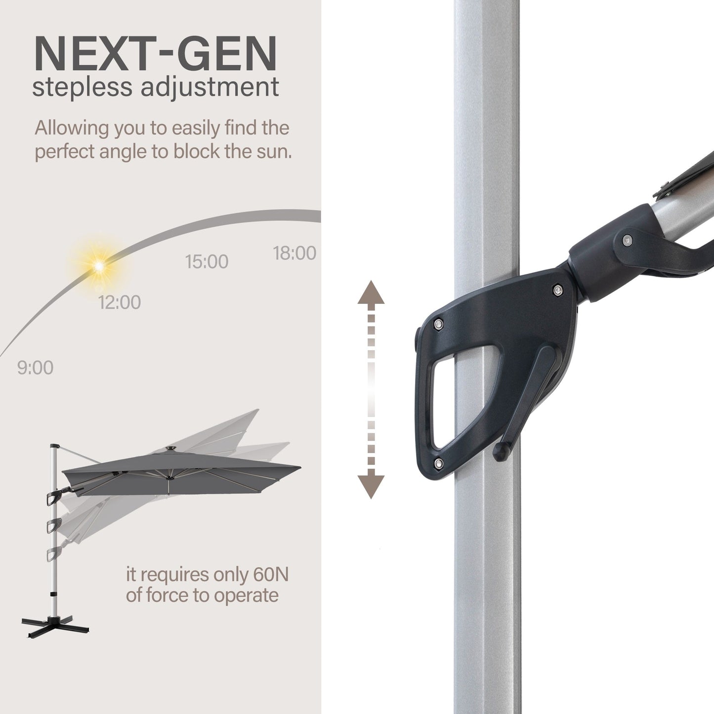 LAUSAINT HOME 10' Square LED Cantilever Umbrella