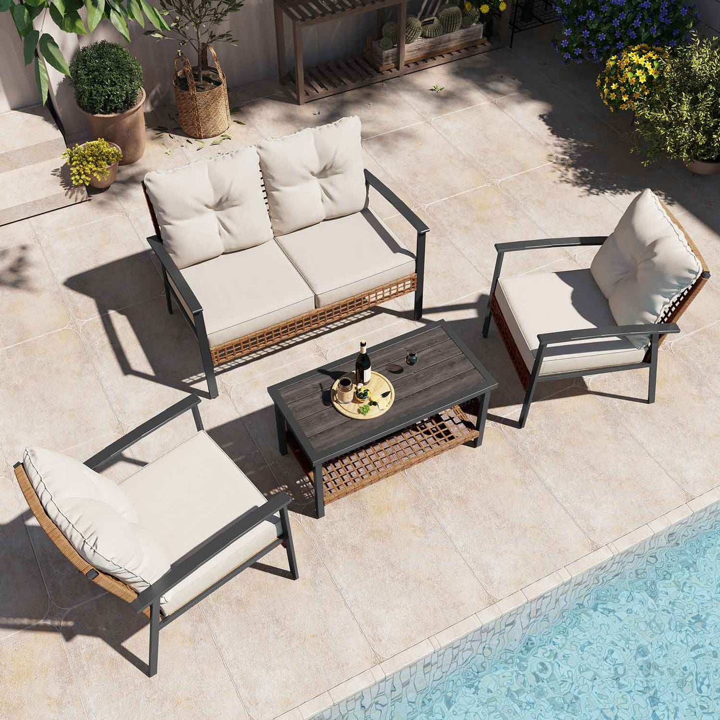 LAUSAINT HOME 4-piece Rattan Conversation Set